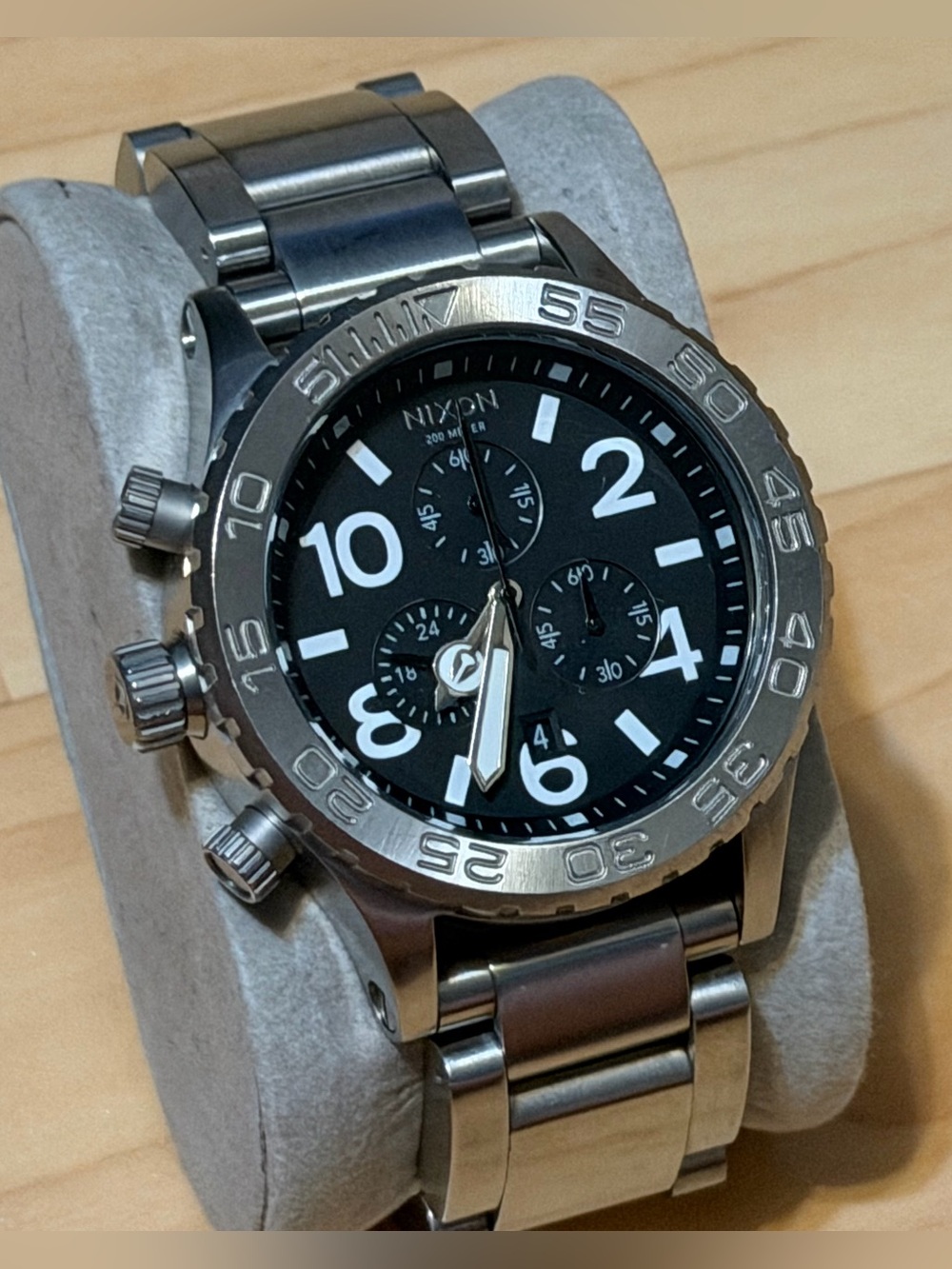 Nixon The 42-20 Chrono Minimize Silver White Chronograph Men's Analog Watch RUNS - Picture 4 of 9